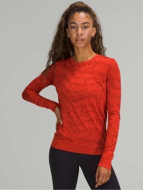 Lululemon Swiftly Breathe Long Sleeve Shirt Dot Scape Aztec Brick/Autumn Red